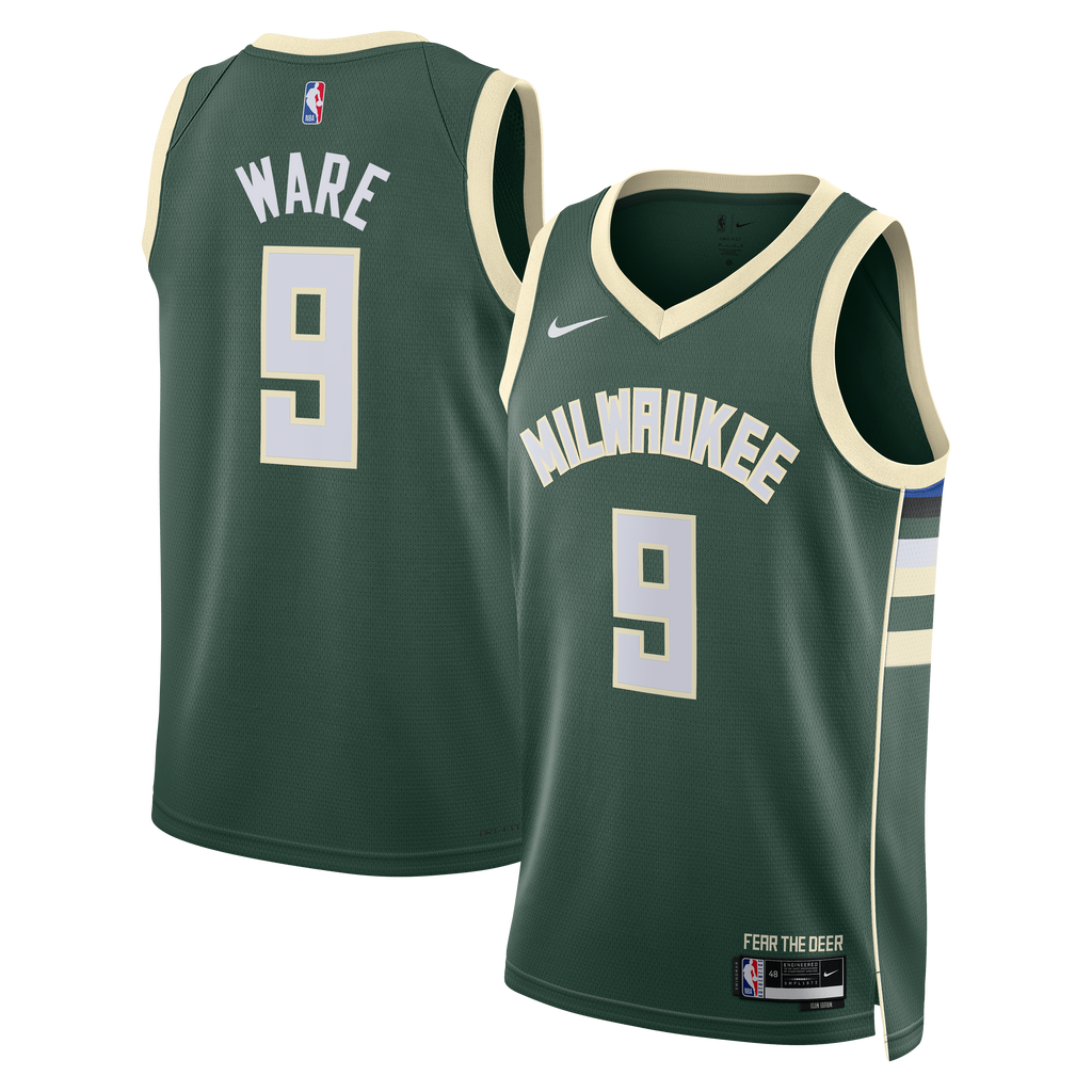 Unisex Kel'el Ware Milwaukee Bucks Icon Edition Swingman NBA Basketball Jersey - White - view 2