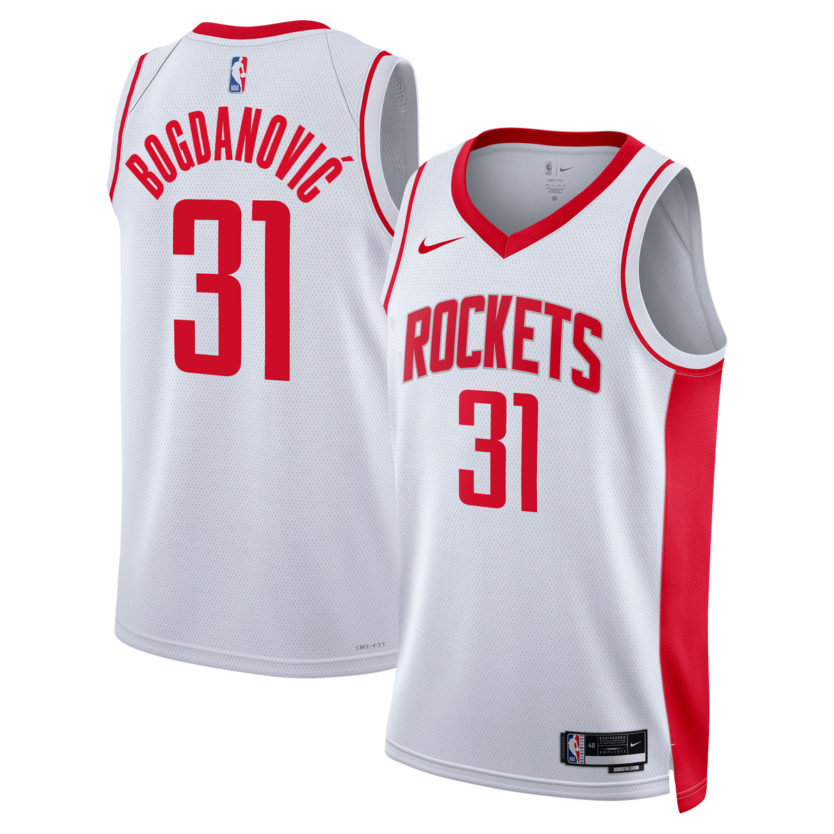 Unisex Bogdan Bogdanović Houston Rockets Association Edition Swingman NBA Basketball Jersey - White - view 1