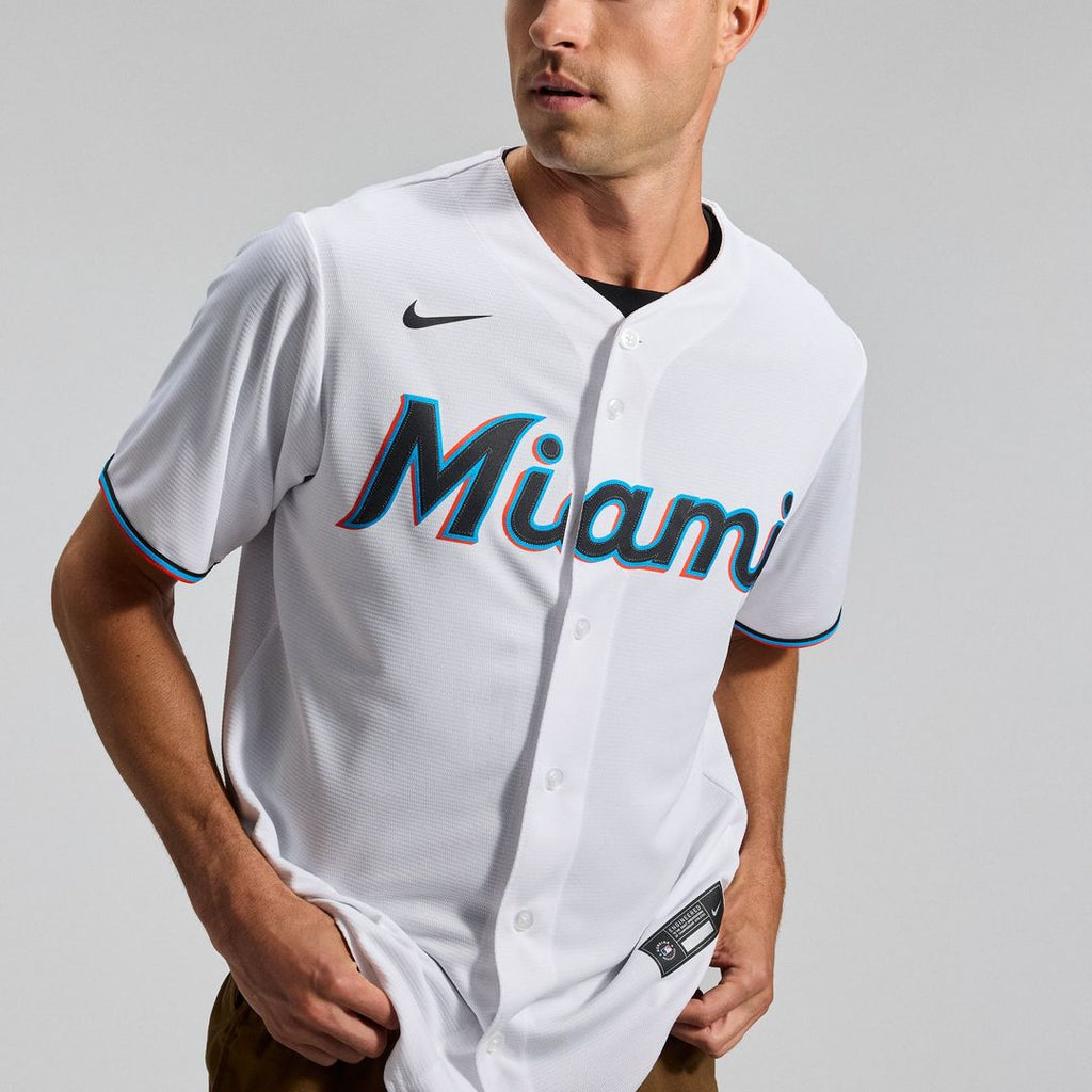 Men's Miami Marlins White Home Replica MLB Baseball Jersey - view 10