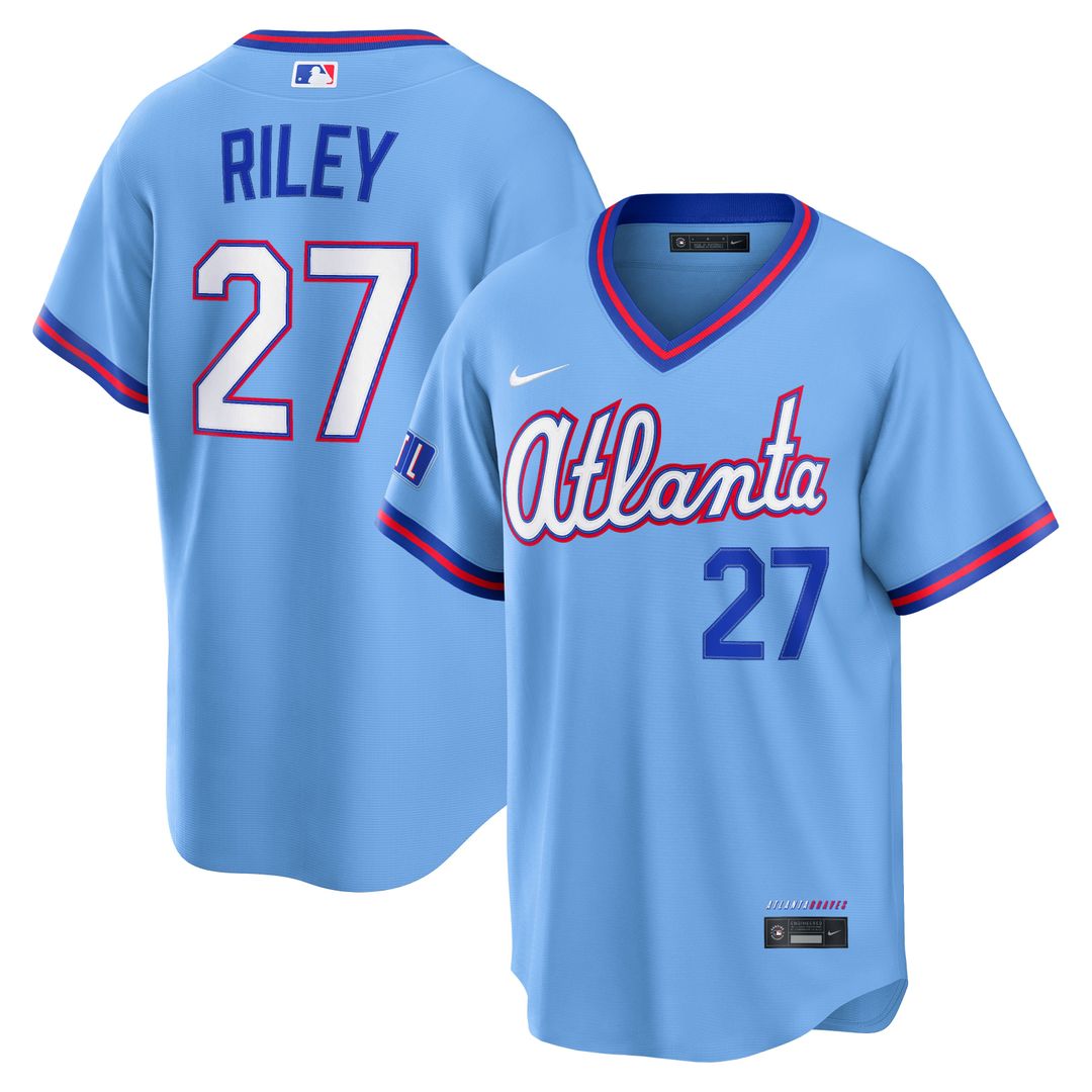 Men's Atlanta Braves Austin Riley Powder Blue 2026 City Connect Stadium MLB Baseball Jersey - view 1