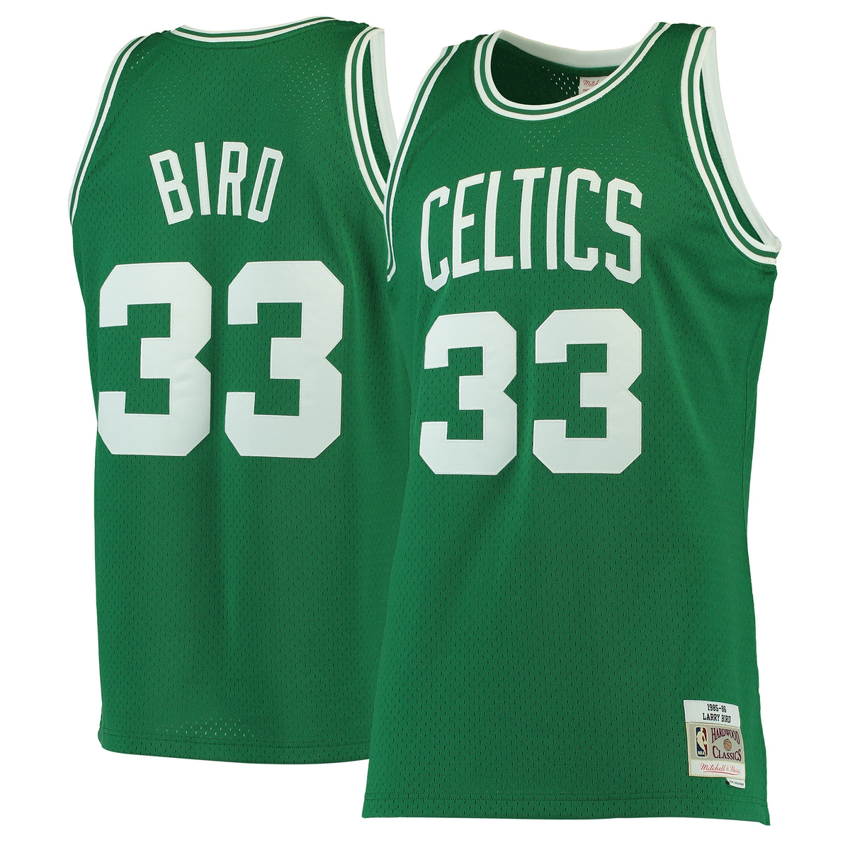 Men's Larry Bird Kelly Green Boston Celtics 1985-86 Hardwood Classics Swingman NBA Basketball Jersey - view 1