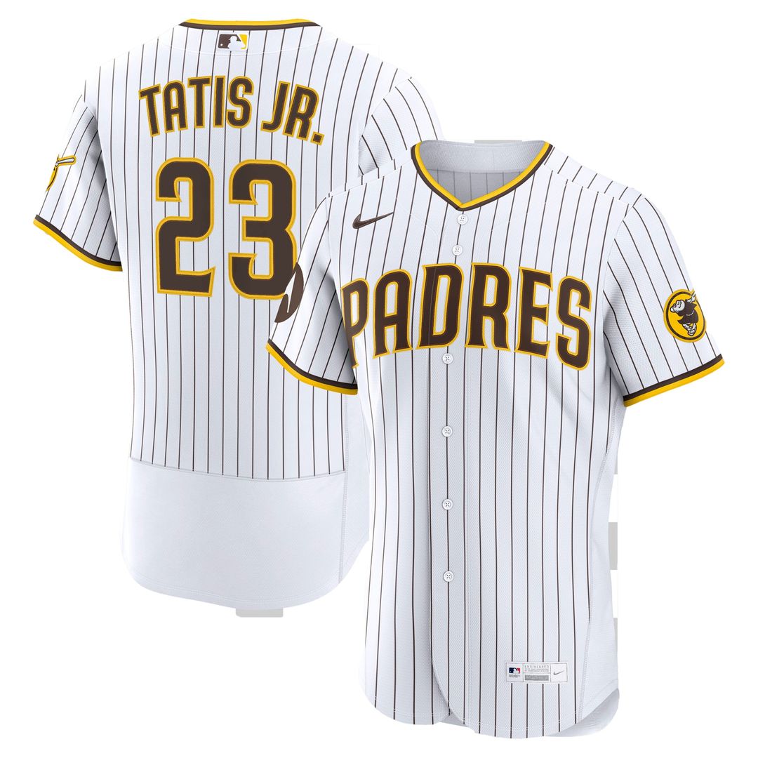 Men's San Diego Padres Fernando Tatis Jr. White Home Sponsor Patch MLB Baseball Jersey - view 1