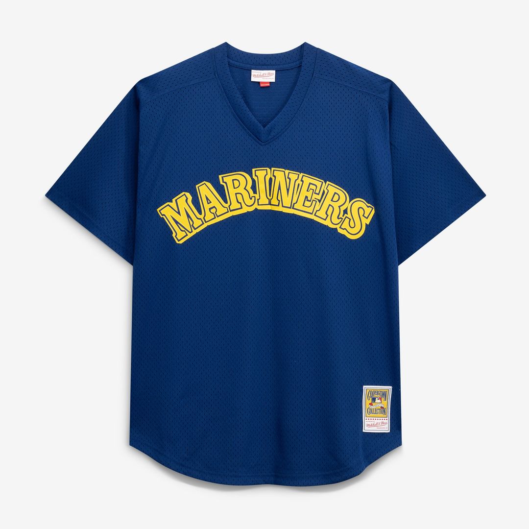 Men's Seattle Mariners Navy Big & Tall Cooperstown Collection Mesh Batting Practice MLB Baseball Jersey - view 18