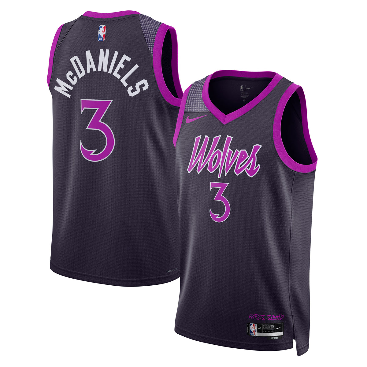 Unisex Jaden McDaniels Minnesota Timberwolves 2025/26 City Edition Swingman NBA Basketball Jersey - Black - view 2