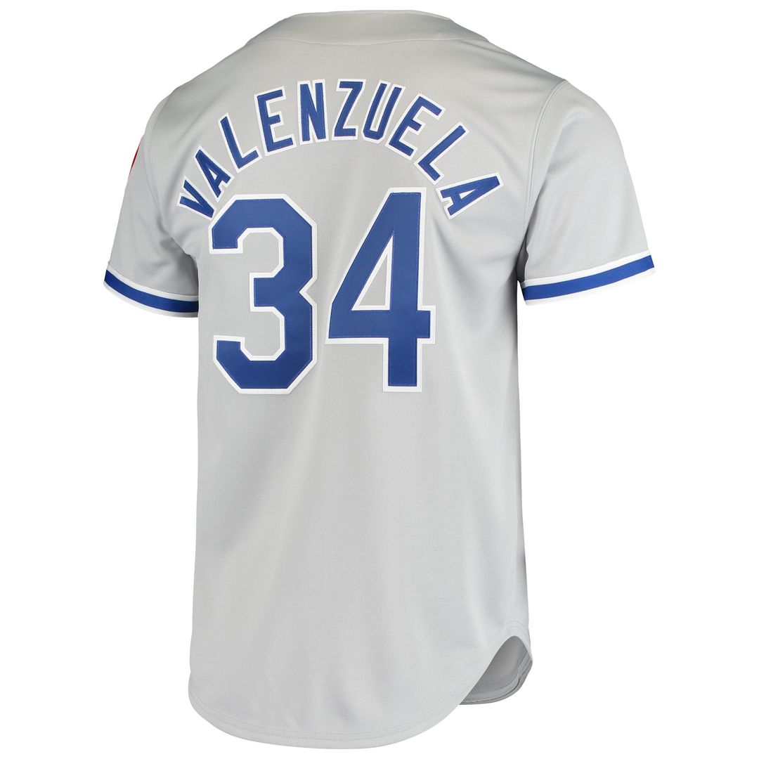 Men's Los Angeles Dodgers Fernando Valenzuela Gray Road 1981 Cooperstown Collection MLB Baseball Jersey - view 6