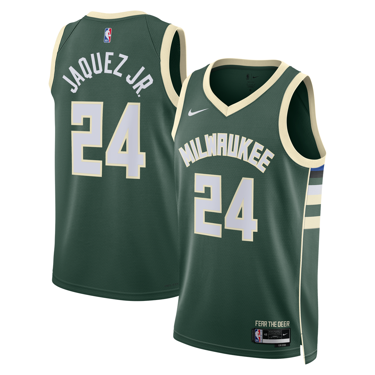 Unisex Jaime Jaquez Jr. Milwaukee Bucks Icon Edition Swingman NBA Basketball Jersey - Hunter Green - view 1
