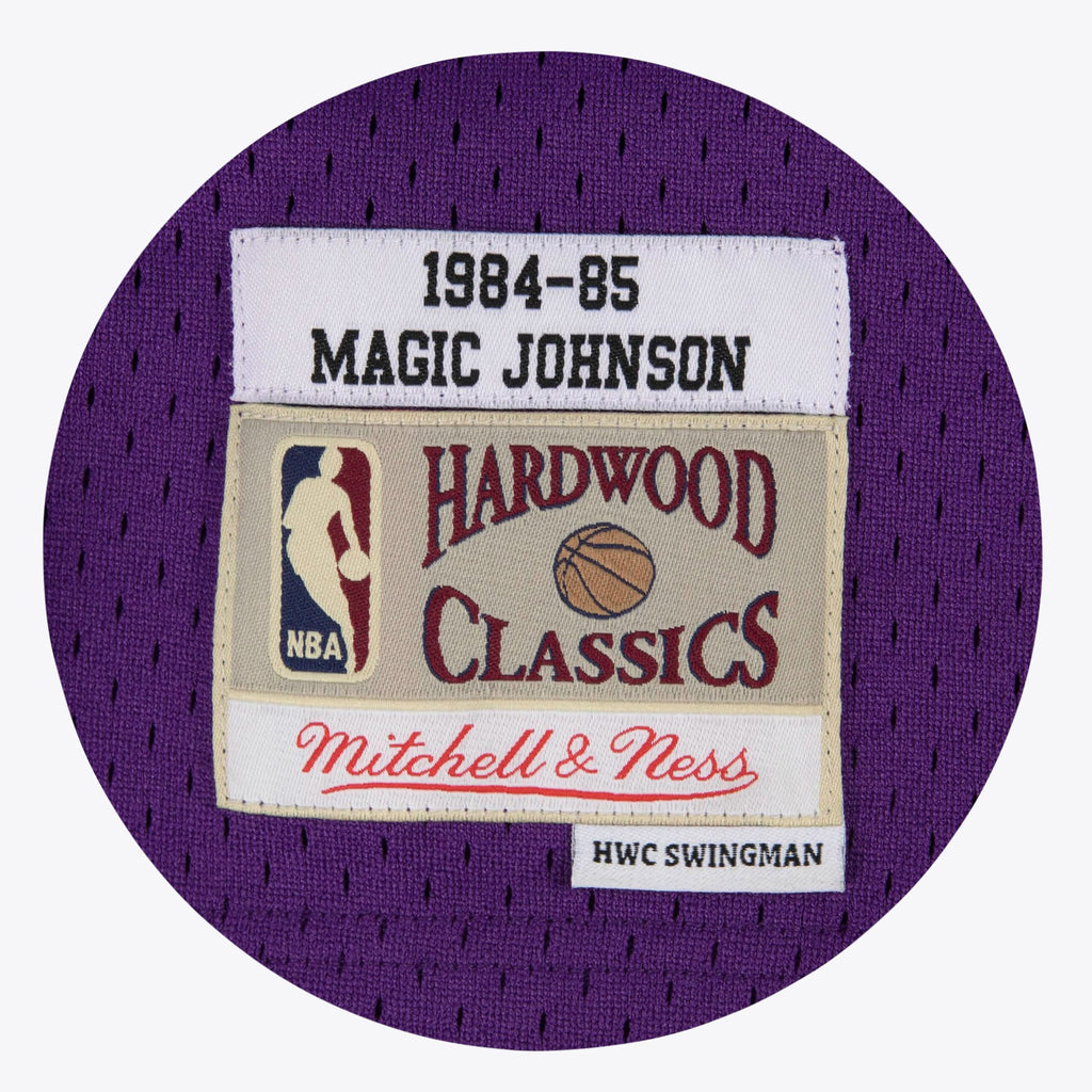 Men's Los Angeles Lakers Magic Johnson 1984-85 Hardwood Classics Road Swingman NBA Basketball Jersey - Purple - view 3