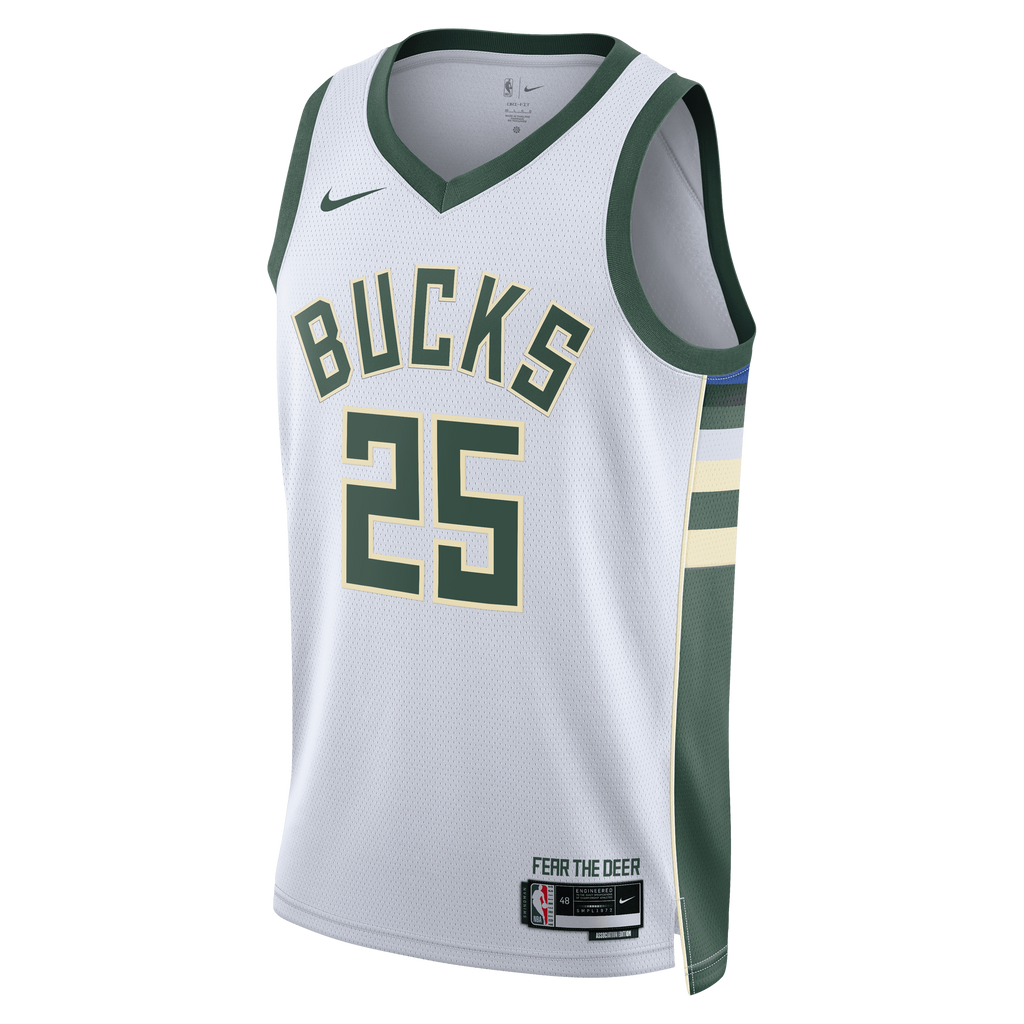 Unisex Kasparas Jakučionis Milwaukee Bucks Association Edition Swingman NBA Basketball Jersey - White - view 3