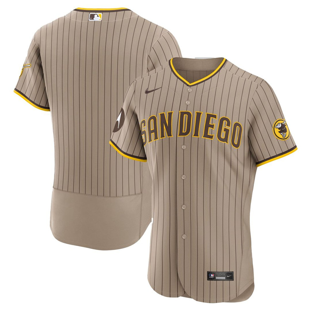 Men's San Diego Padres Khaki Alternate Sponsor Patch MLB Baseball Jersey - view 4