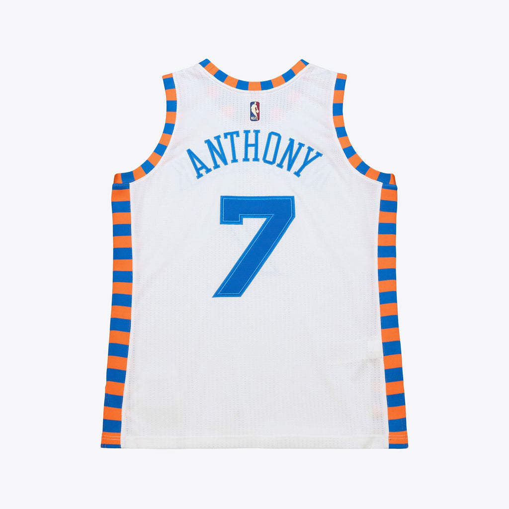 Men's Carmelo Anthony White New York Knicks 2015-16 Hardwood Classics NBA Basketball Jersey - view 3