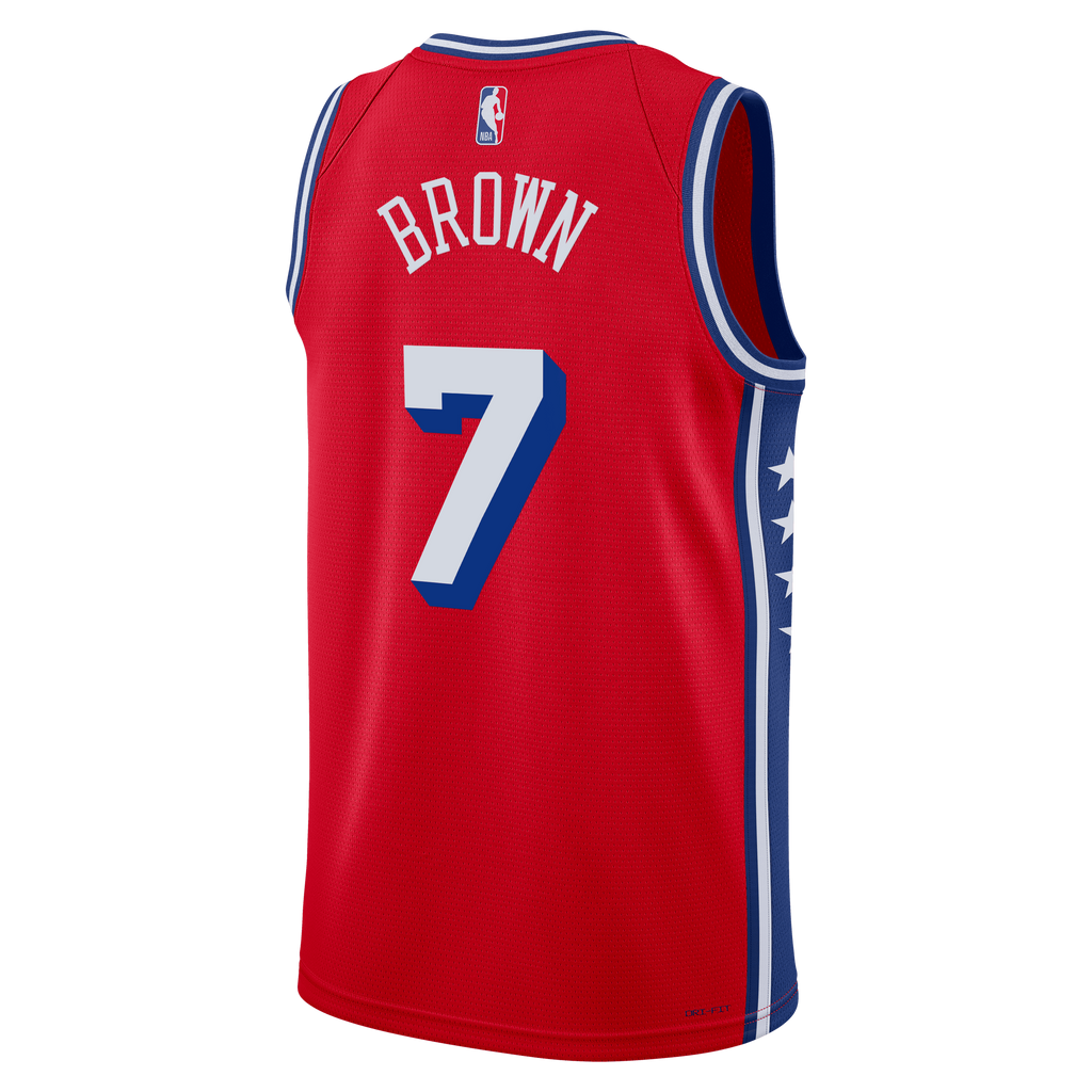 Unisex Jaylen Brown hiladelphia 76ers Statement Edition Swingman NBA Basketball Jersey - Red - view 4