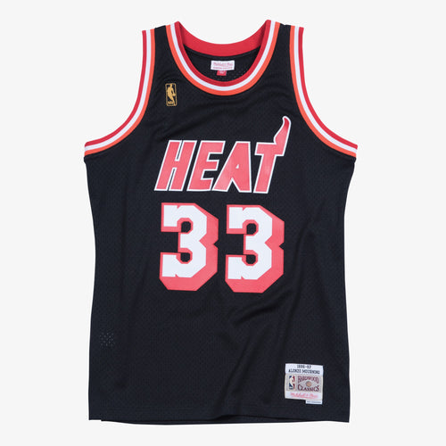 Men's Alonzo Mourning Black Miami Heat Hardwood Classics Swingman NBA Basketball Jersey - view 2