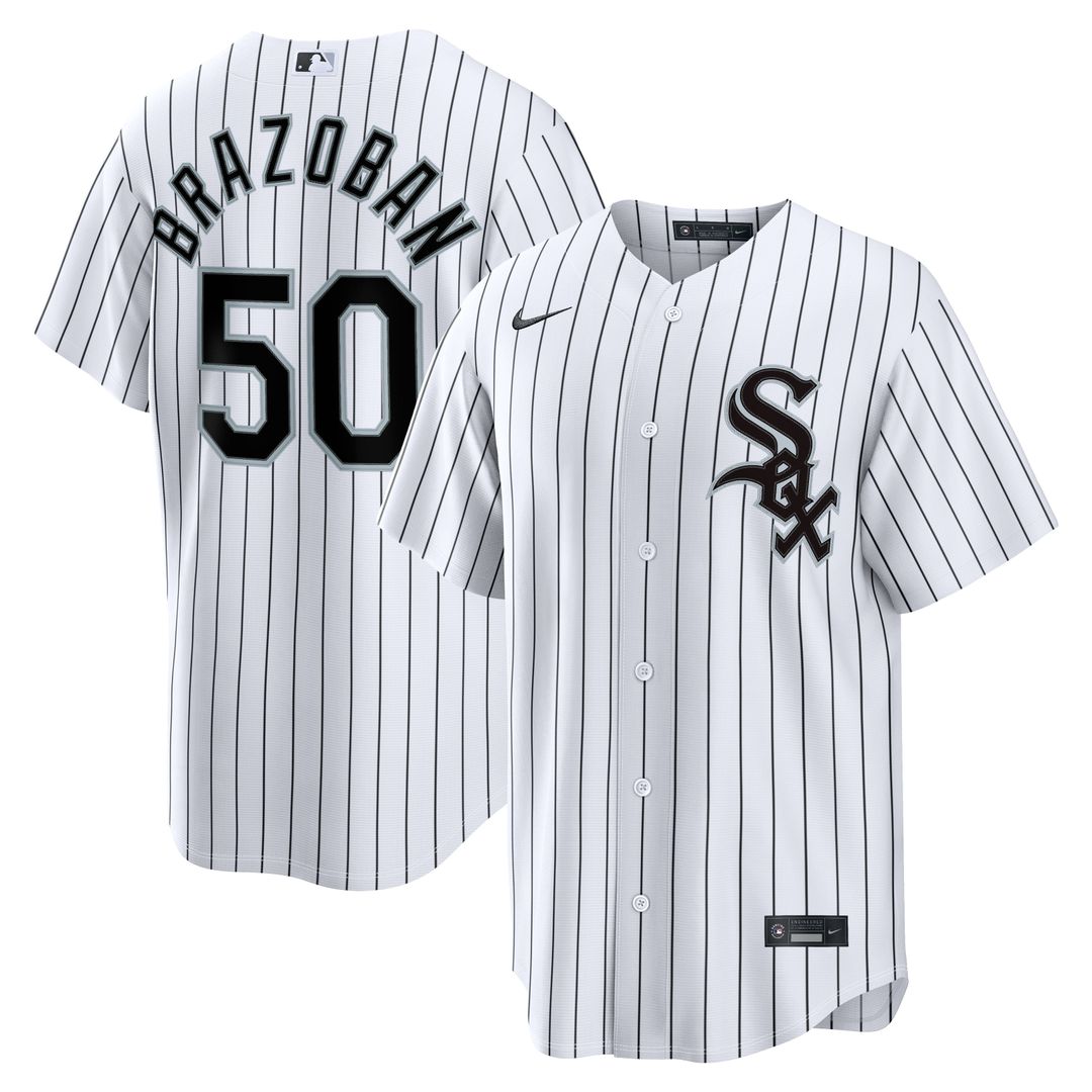 Men's Chicago White Sox Huascar Brazoban White Home Replica MLB Baseball Jersey - view 1