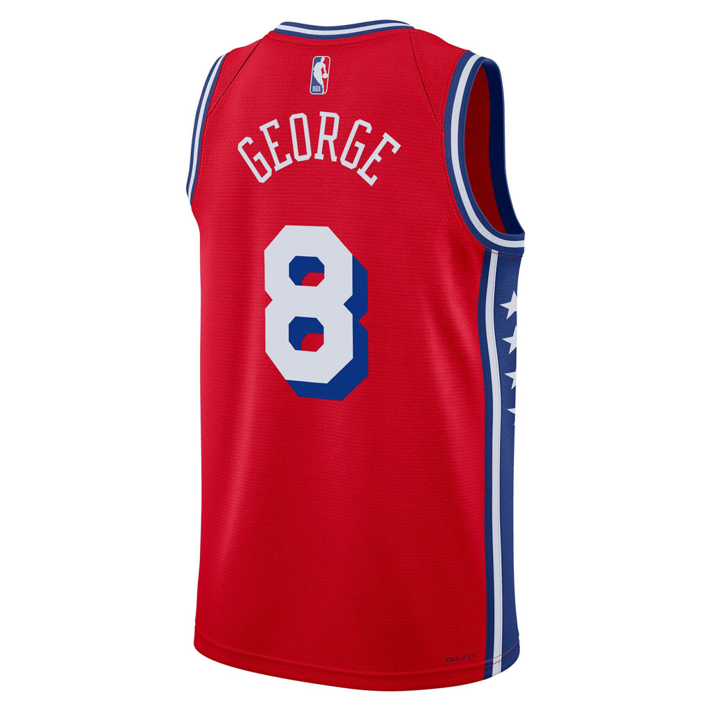 Unisex Paul George Philadelphia 76ers Statement Edition Swingman NBA Basketball Jersey - Red - view 4
