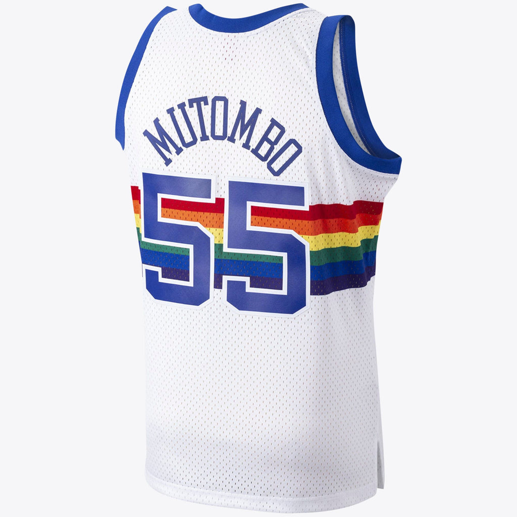 Men's Denver Nuggets Dikembe Mutombo 1991 Hardwood Classics Home Swingman NBA Basketball Jersey - White - view 3