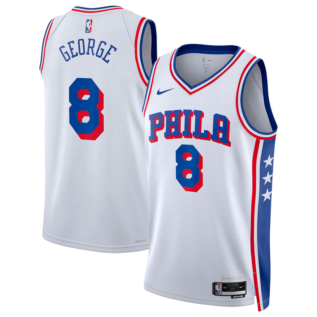 Unisex Paul George Philadelphia 76ers Association Edition Swingman NBA Basketball Jersey - White - view 1