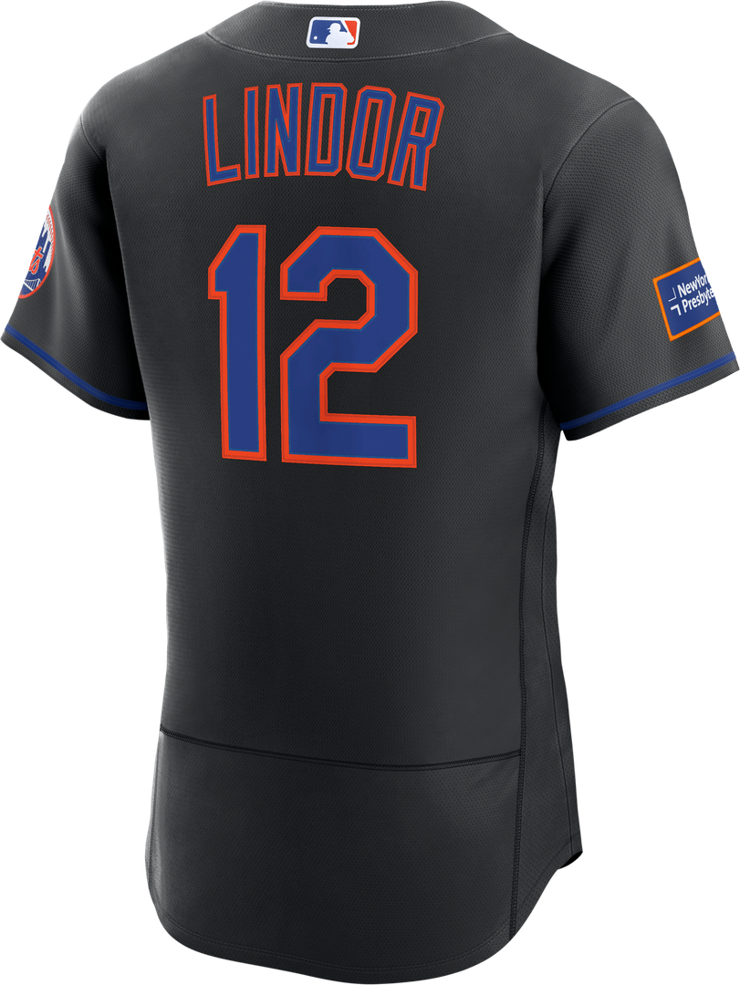 Men's New York Mets Francisco Lindor Black Alternate Sponsor Patch MLB Baseball Jersey - view 6