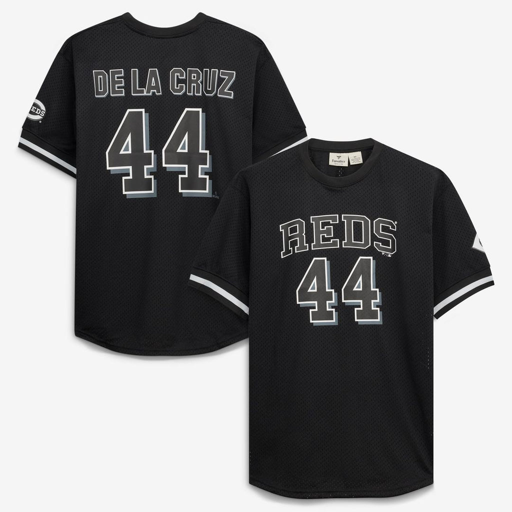 Men's Cincinnati Reds Elly De La Cruz Black/White Big & Tall Heavyweight Mesh MLB Baseball Jersey - view 1