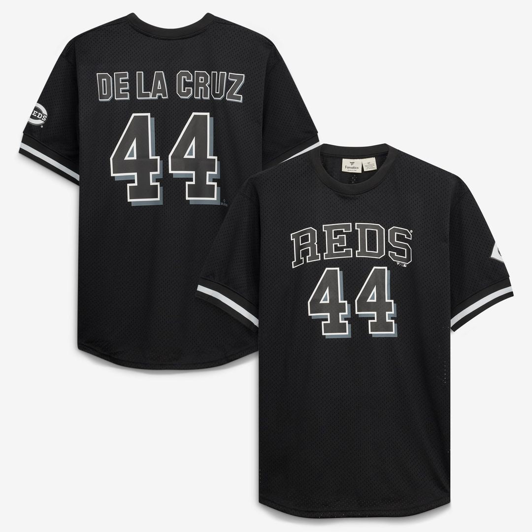 Men's Cincinnati Reds Elly De La Cruz Black/White Big & Tall Heavyweight Mesh MLB Baseball Jersey - view 1