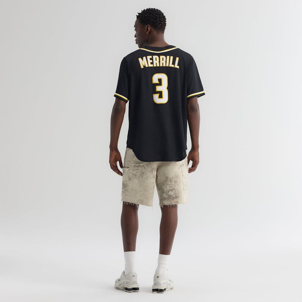 Men's San Diego Padres Jackson Merrill Fashion Replica Black Out MLB Baseball Jersey - view 6
