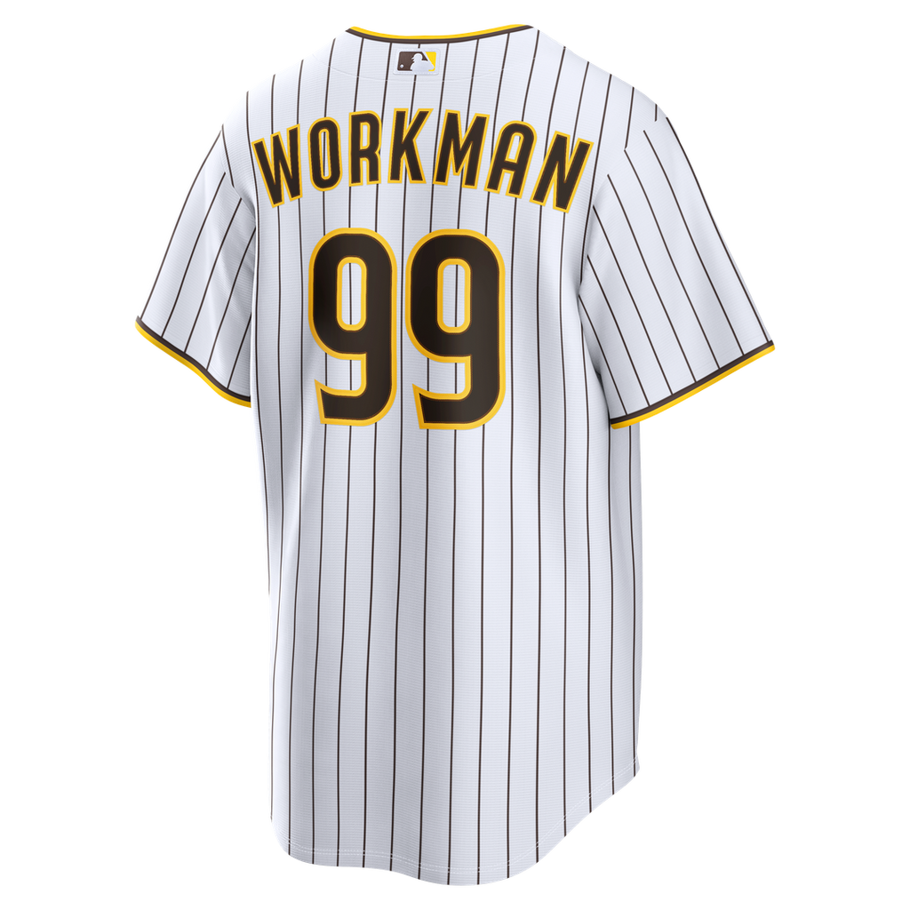 Men's San Diego Padres Gage Workman White Home Replica MLB Baseball Jersey - view 5