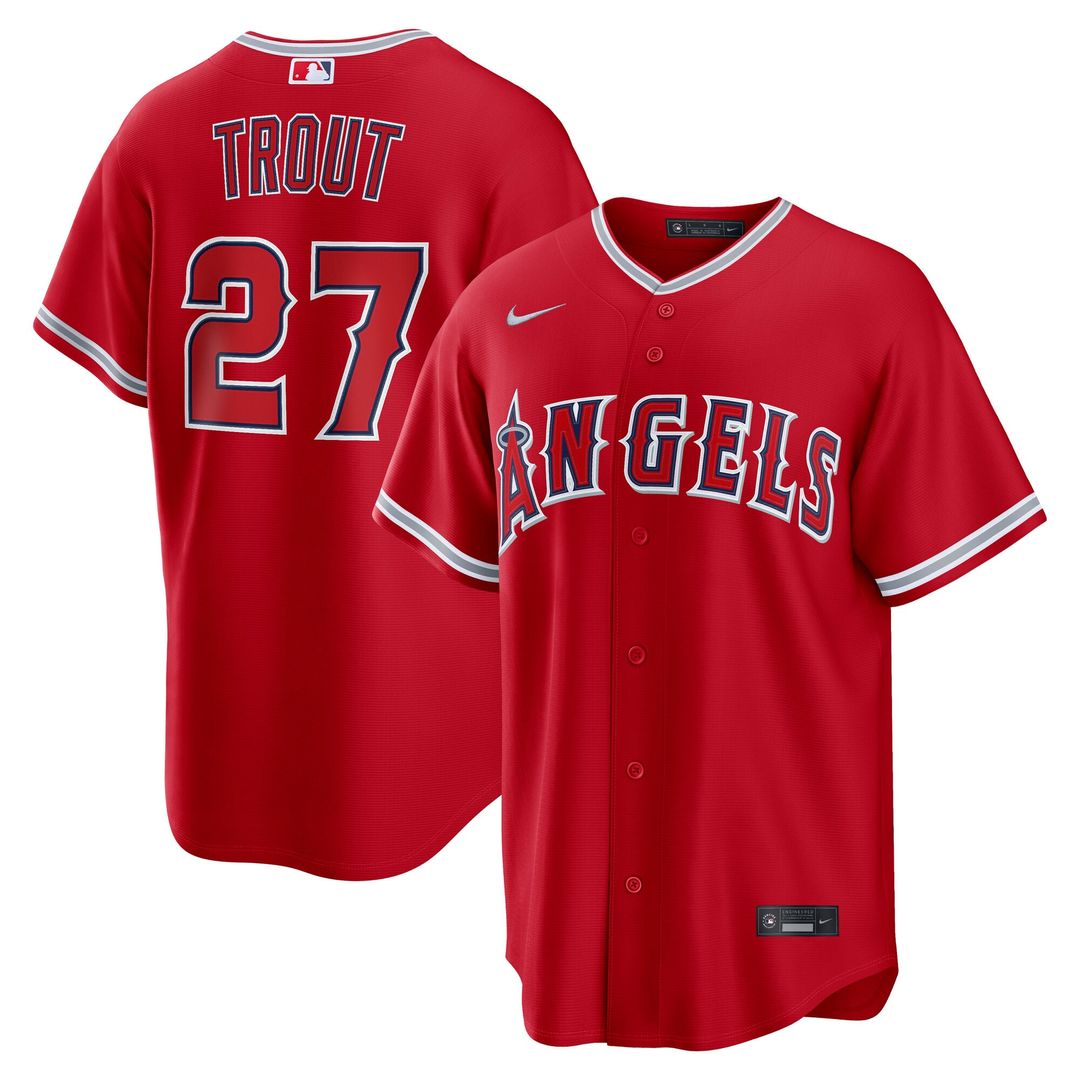 Men's Los Angeles Angels Mike Trout Gray Road Replica MLB Baseball Jersey - view 10