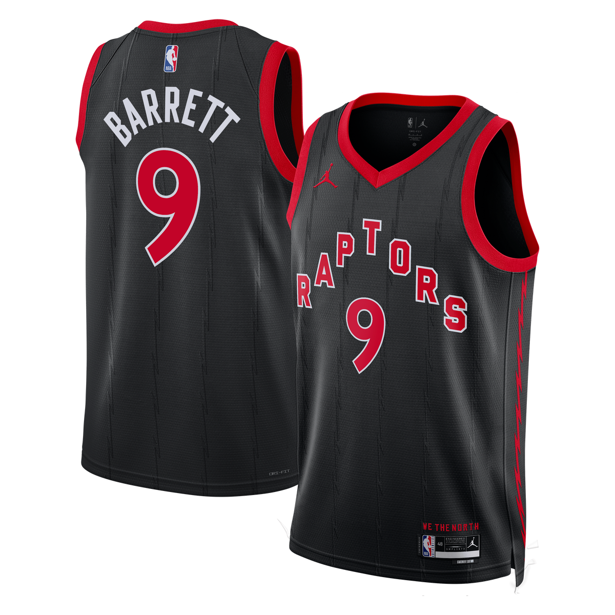 Unisex RJ Barrett Toronto Raptors Statement Edition Swingman NBA Basketball Jersey - Black - view 2