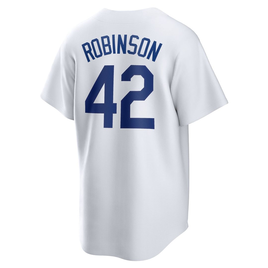 Men's Brooklyn Dodgers Jackie Robinson White Cooperstown Collection Jackie Robinson Day MLB Baseball Jersey - view 3
