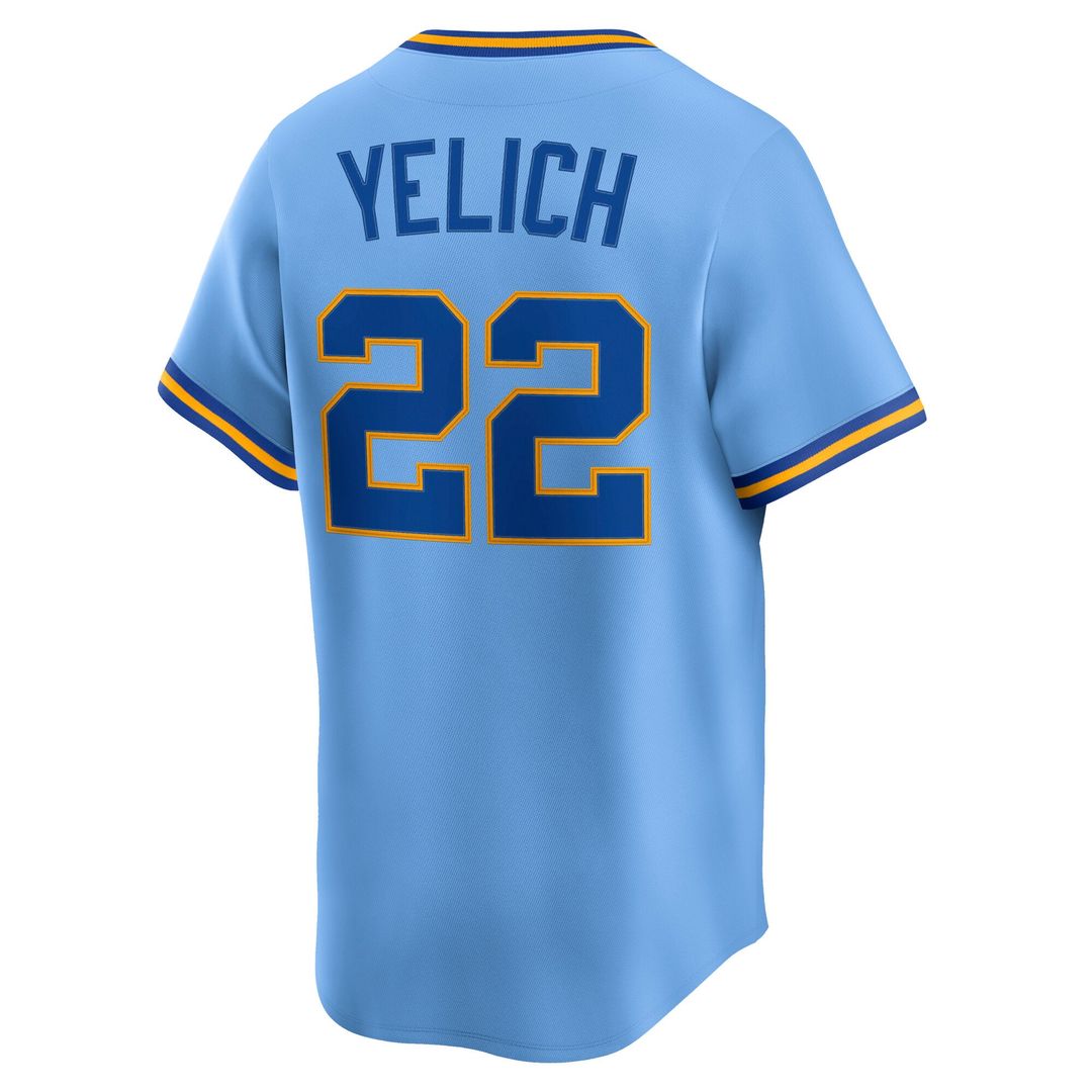 Men's Milwaukee Brewers Christian Yelich Powder Blue Cooperstown Collection Limited MLB Baseball Jersey - view 3