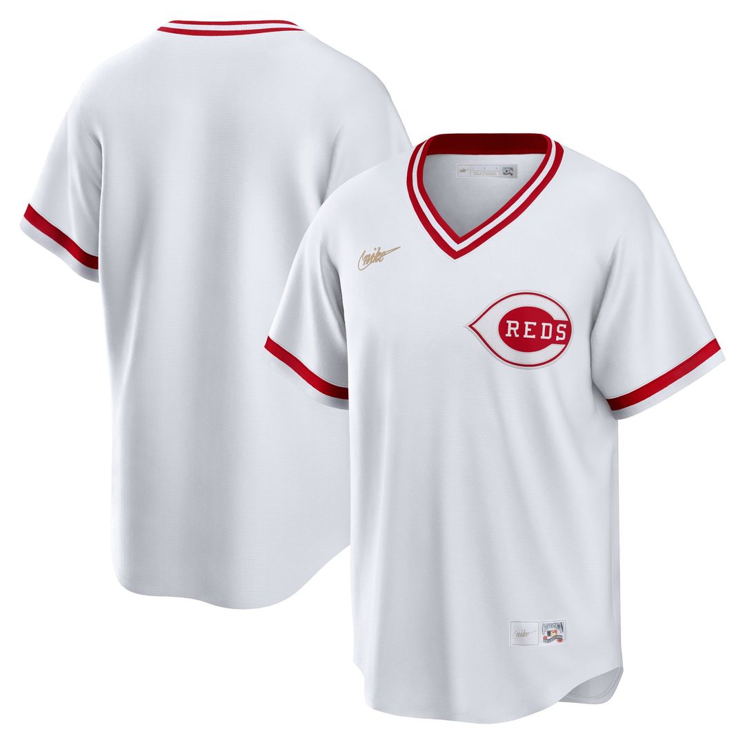 Men's Cincinnati Reds White Home Cooperstown Collection MLB Baseball Jersey - view 1