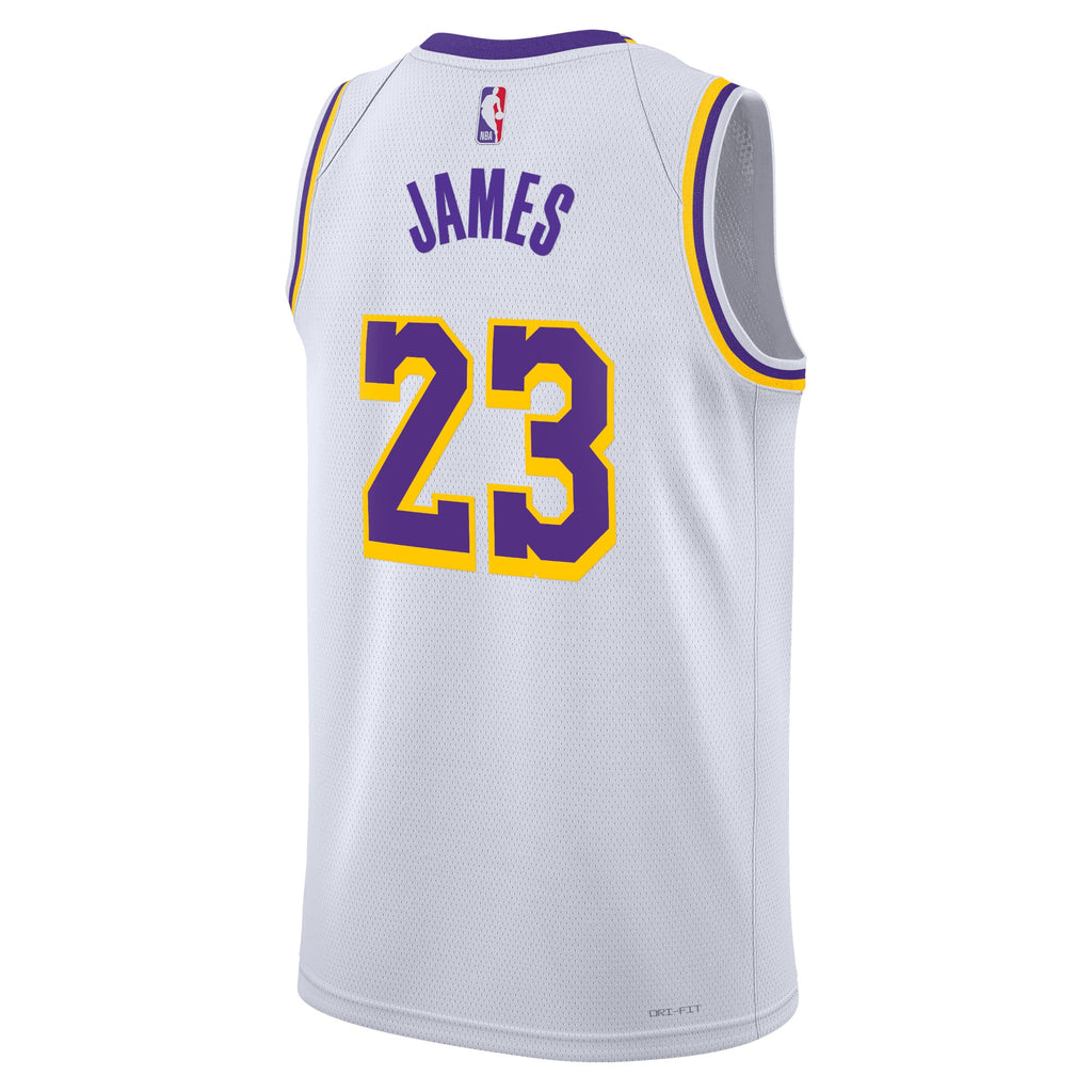 Unisex Lebron James Los Angeles Lakers Association Edition Swingman NBA Basketball Jersey - White - view 4