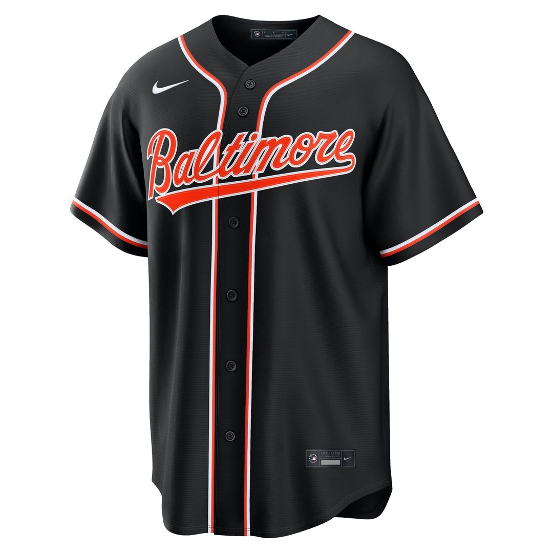 Men's Baltimore Orioles Fashion Replica Black Out MLB Baseball Jersey - view 2
