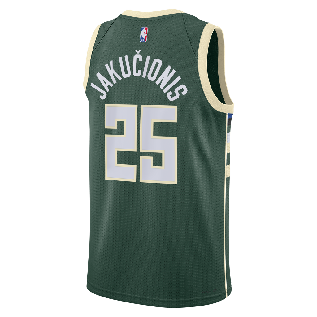 Unisex Kasparas Jakučionis Milwaukee Bucks Icon Edition Swingman NBA Basketball Jersey - White - view 4
