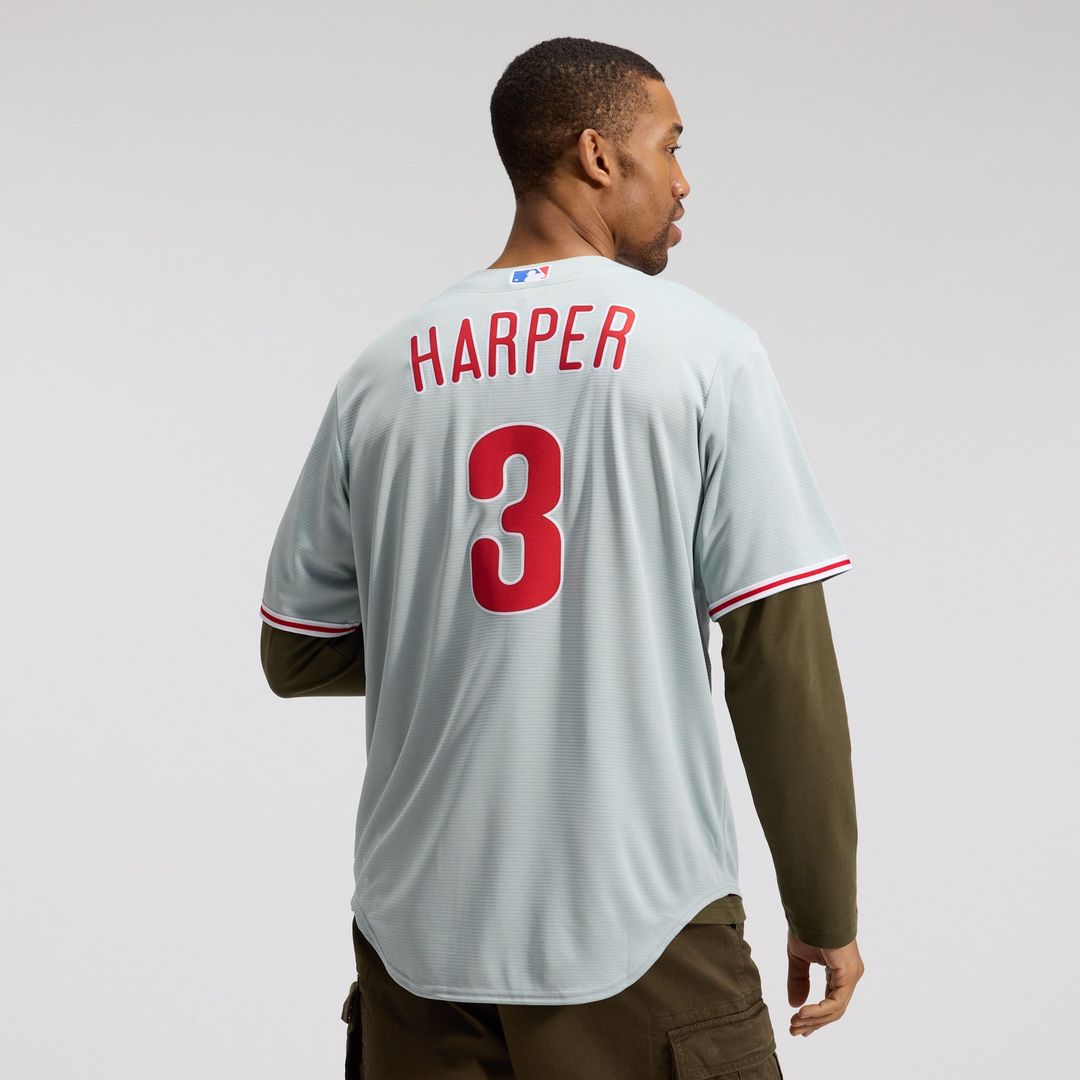 Men's Philadelphia Phillies Bryce Harper Gray Road Replica MLB Baseball Jersey - view 4
