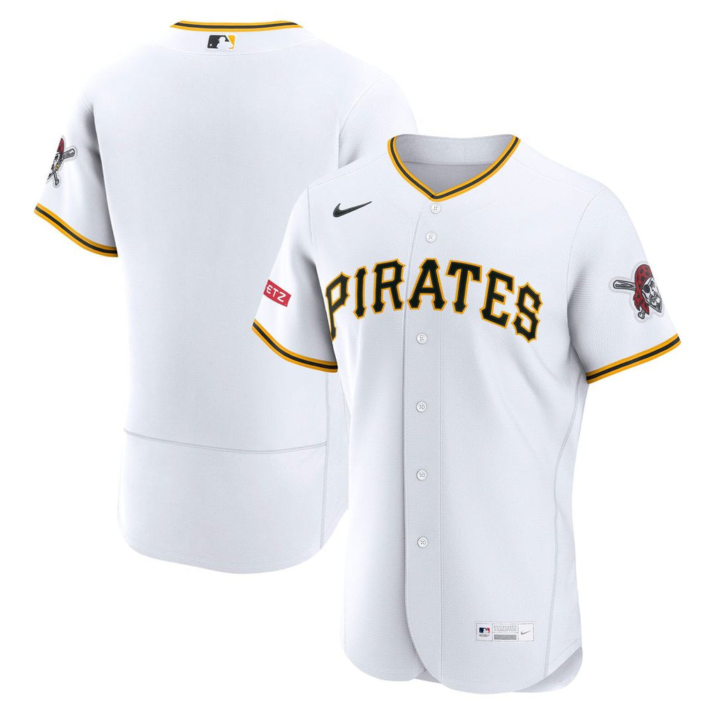 Men's Pittsburgh Pirates White Home Sponsor Patch MLB Baseball Jersey - view 1