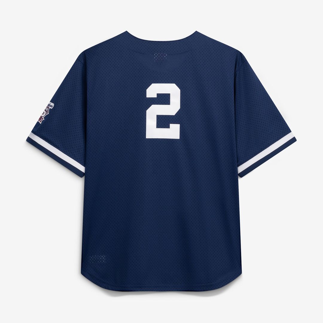 Men's New York Yankees Derek Jeter Navy Cooperstown Collection Mesh Batting Practice Button-Up MLB Baseball Jersey - view 3