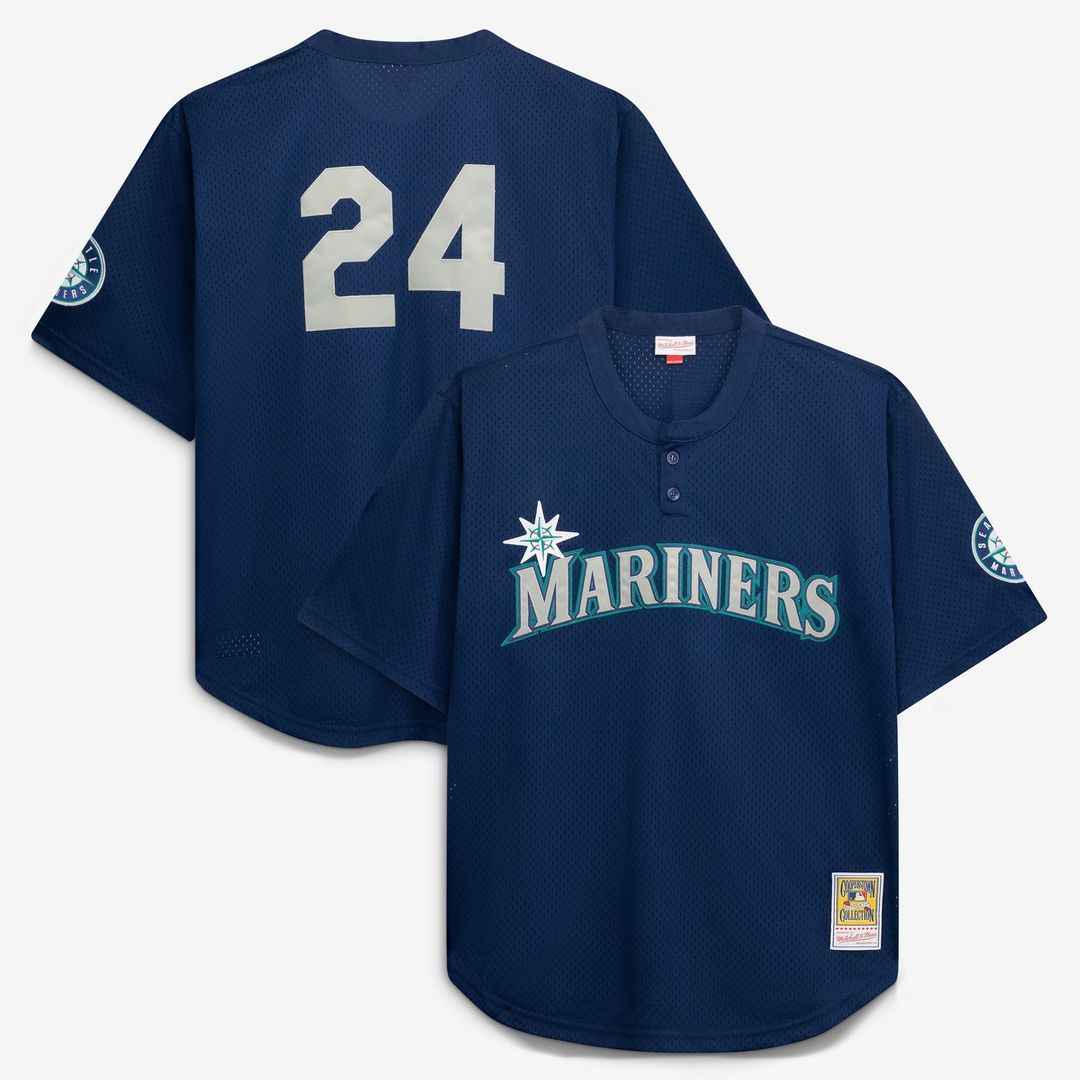 Men's Seattle Mariners Ken Griffey Jr. Royal Big & Tall Cooperstown Collection Mesh Batting Practice MLB Baseball Jersey - view 15