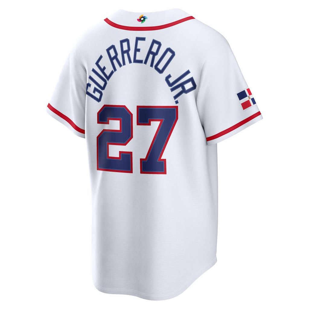 Men's Dominican Republic Baseball Vladimir Guerrero Jr. White 2026 World Baseball Classic Home Stadium MLB Baseball Jersey - view 3