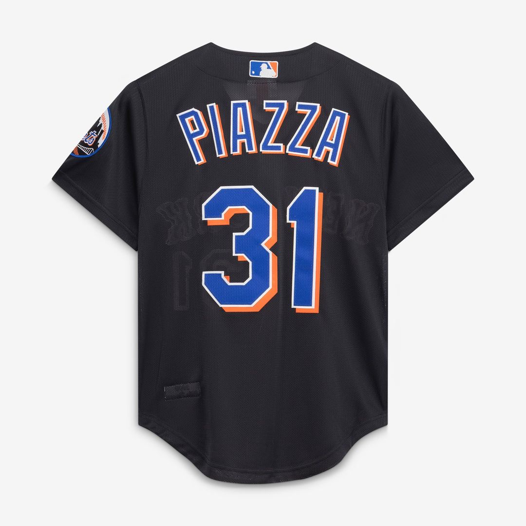 Men's New York Mets Mike Piazza Black Cooperstown Collection 2000 Batting Practice MLB Baseball Jersey - view 3